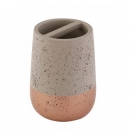 Склянка для зубних щіток Аксентія Конкрит бетон сіра декор рожеве золото. Розмір D 7,5 см H 10 см